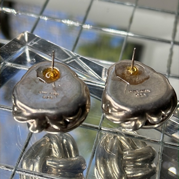 925 Sterling Silver 20g Vintage Knot Pierced Earrings - Picture 3 of 5